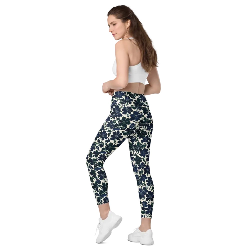 Nocturne Florals on Leggings with Pockets — Left Back