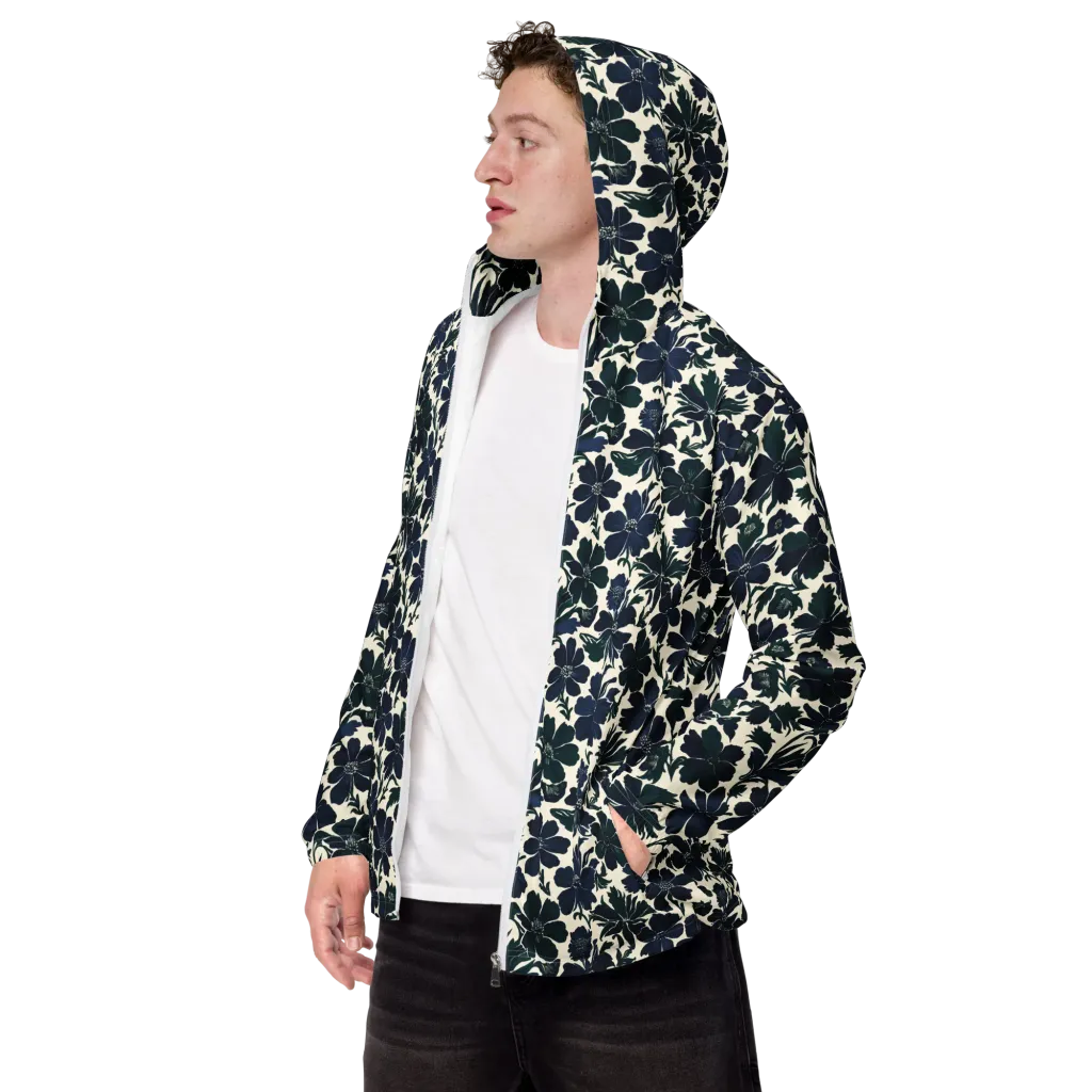 Nocturne Florals on Men's Windbreaker — Left Front