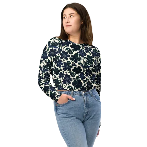 Nocturne Florals on a Long Sleeve Crop Top