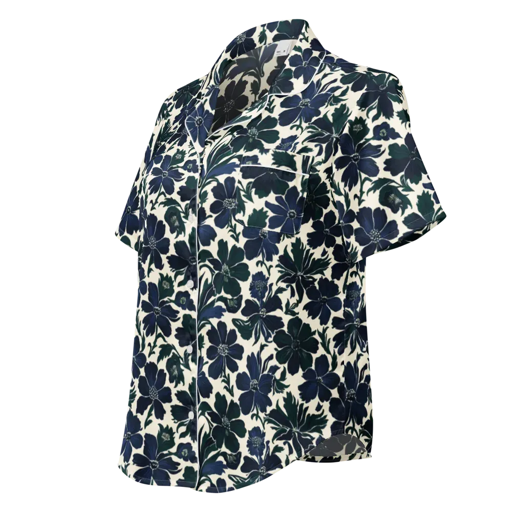 Nocturne Florals on Women's Short Sleeve Pajama Top — Left Front