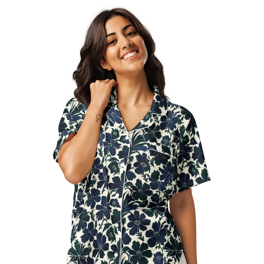 Nocturne Florals on Women's Short Sleeve Pajama Top — Front