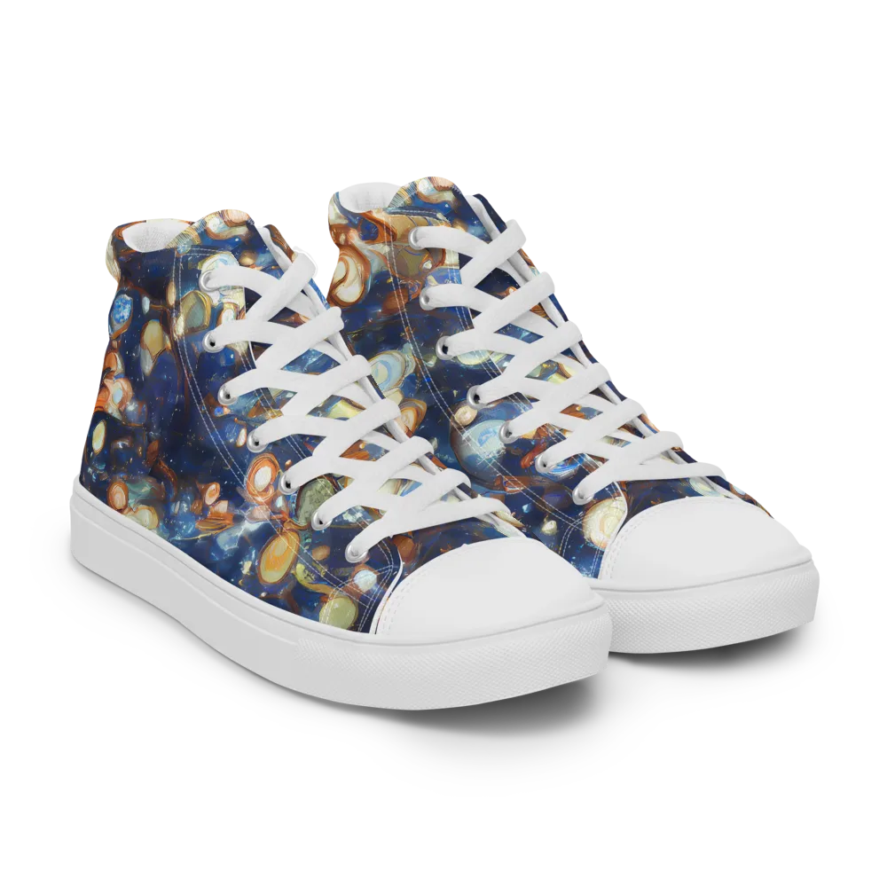 Aurum Cosmos on Men's High Top Canvas Shoes — Right Front