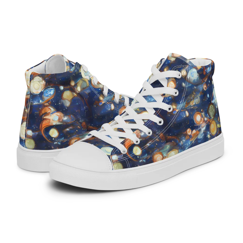 Aurum Cosmos on Men's High Top Canvas Shoes — Left