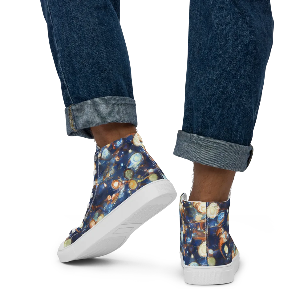 Aurum Cosmos on Men's High Top Canvas Shoes — Back
