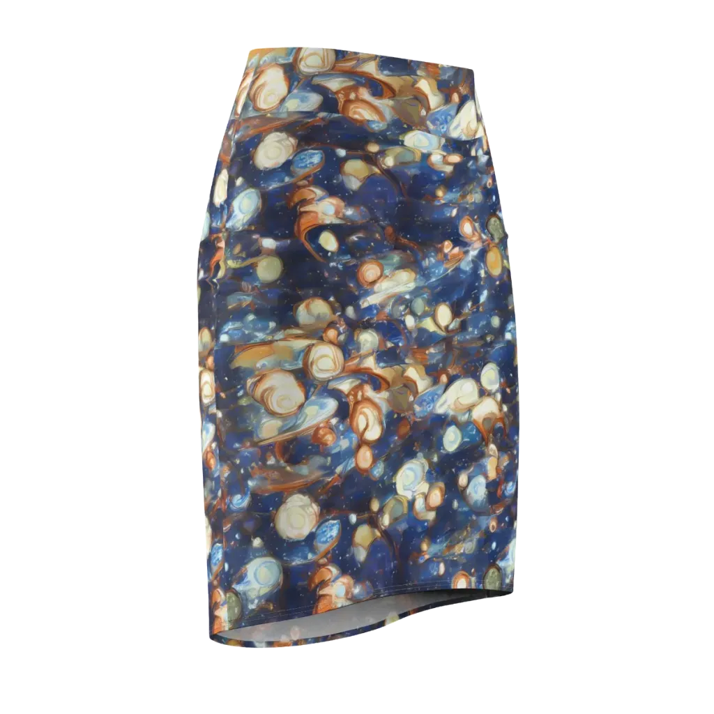 Aurum Cosmos on Pencil Skirt — Front Side