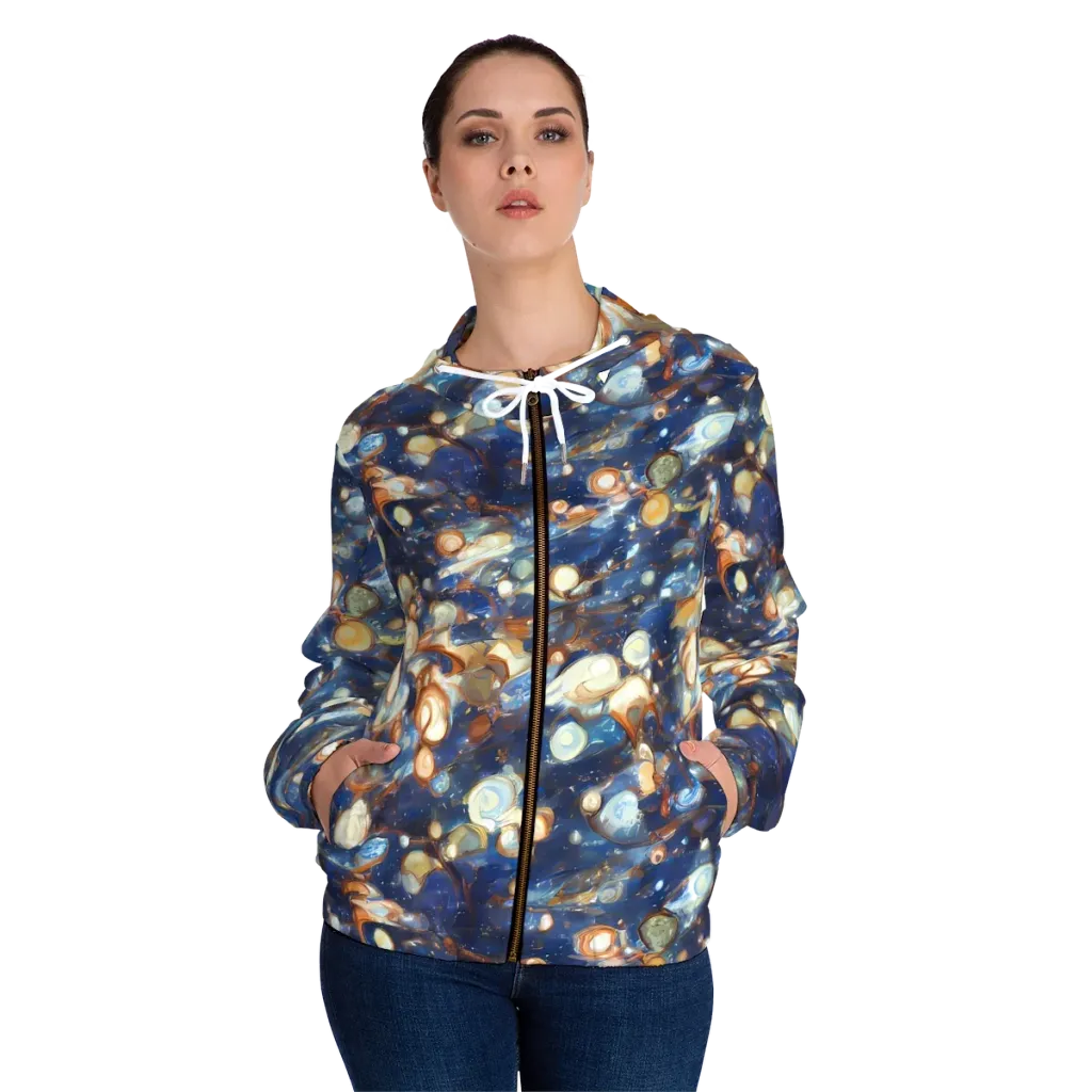 Aurum Cosmos on Women's Full-Zip Hoodie — Front On Person