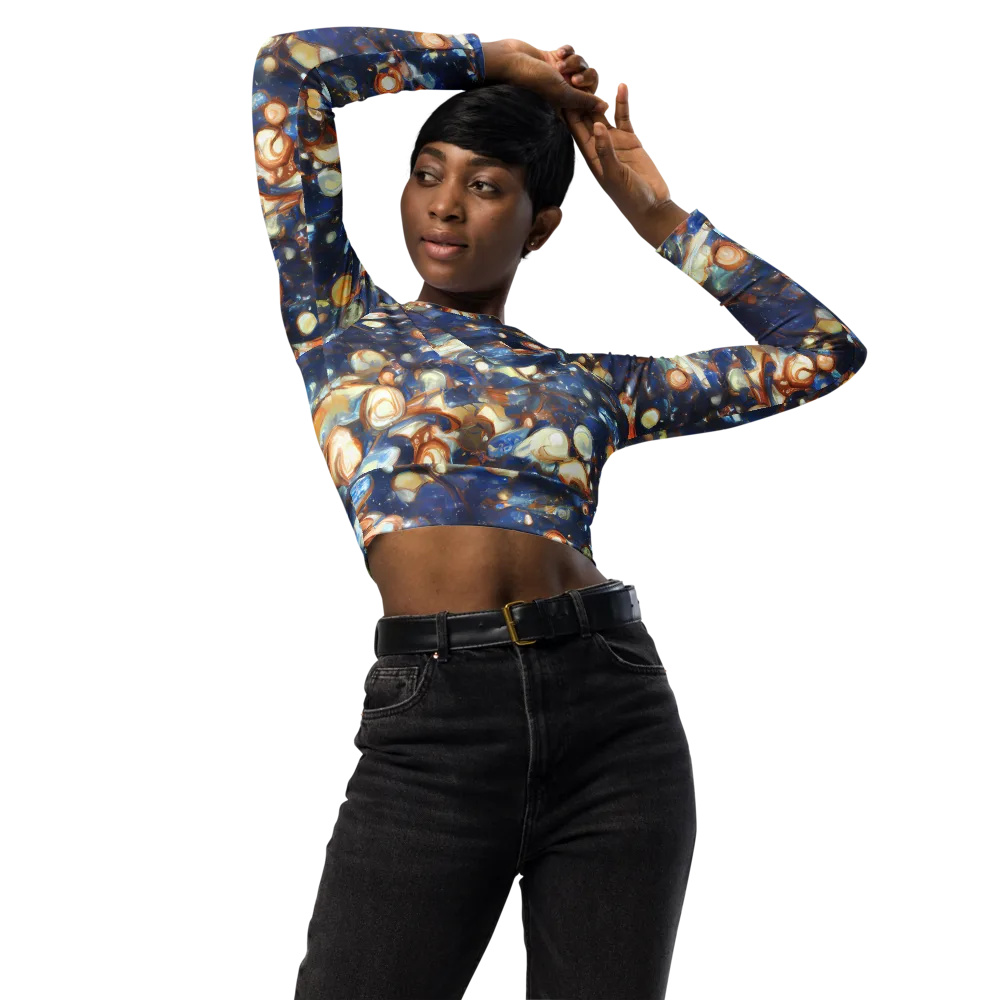 Aurum Cosmos on Long Sleeve Crop Top — Front