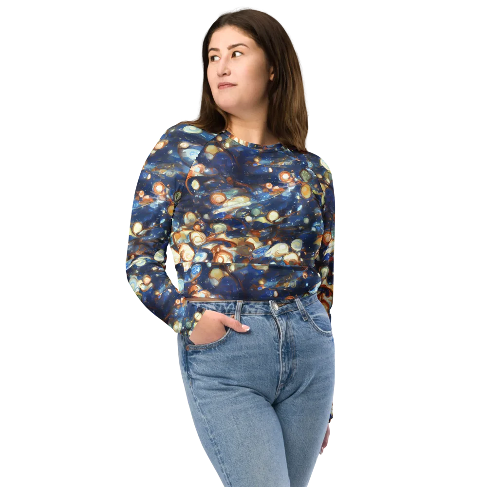 Aurum Cosmos on Long Sleeve Crop Top — Front