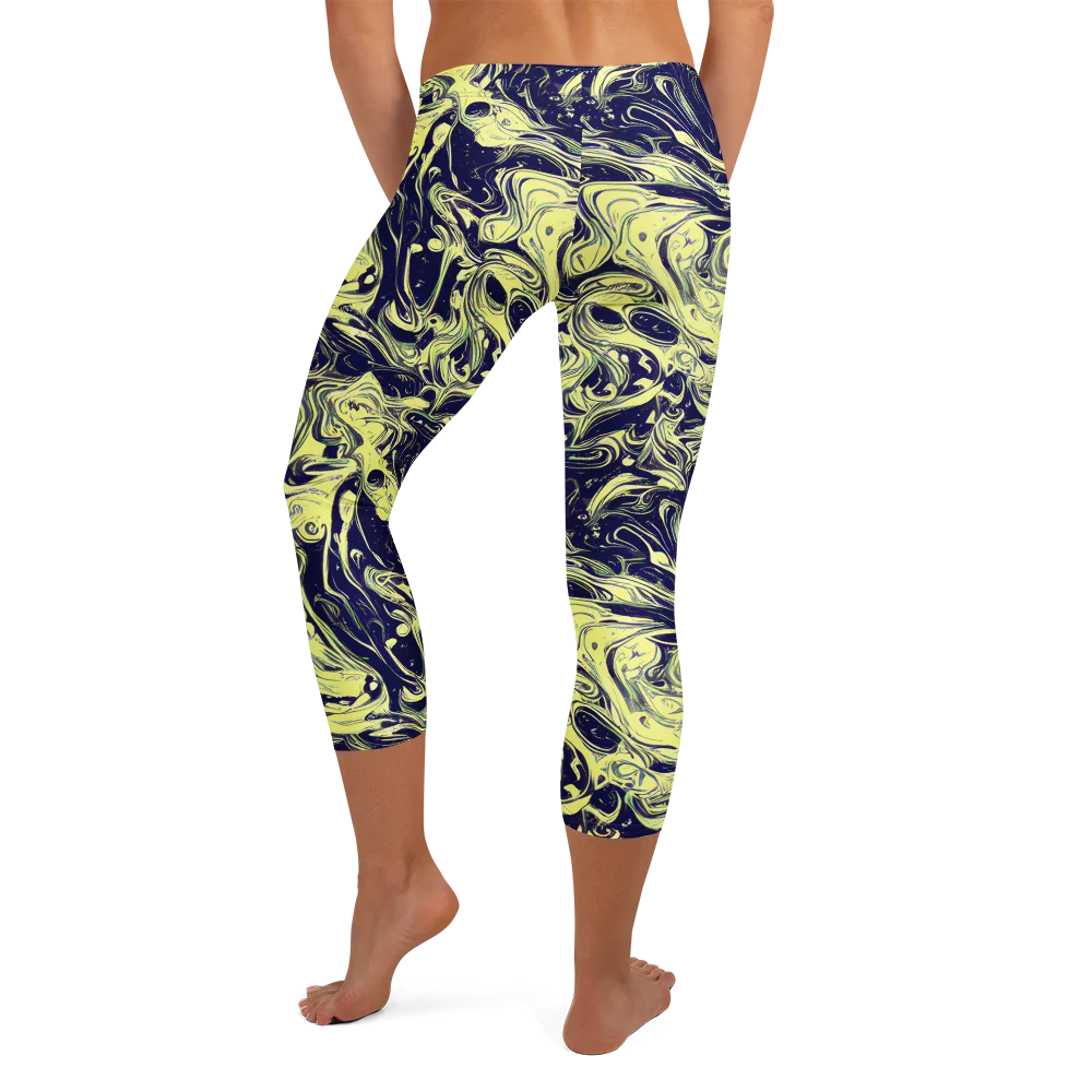Midnight Marbles on Capri Leggings — Back
