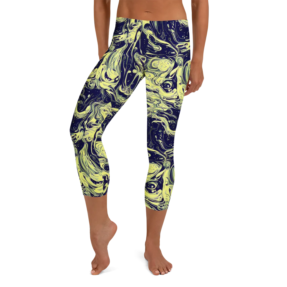 Midnight Marbles on Capri Leggings — Front