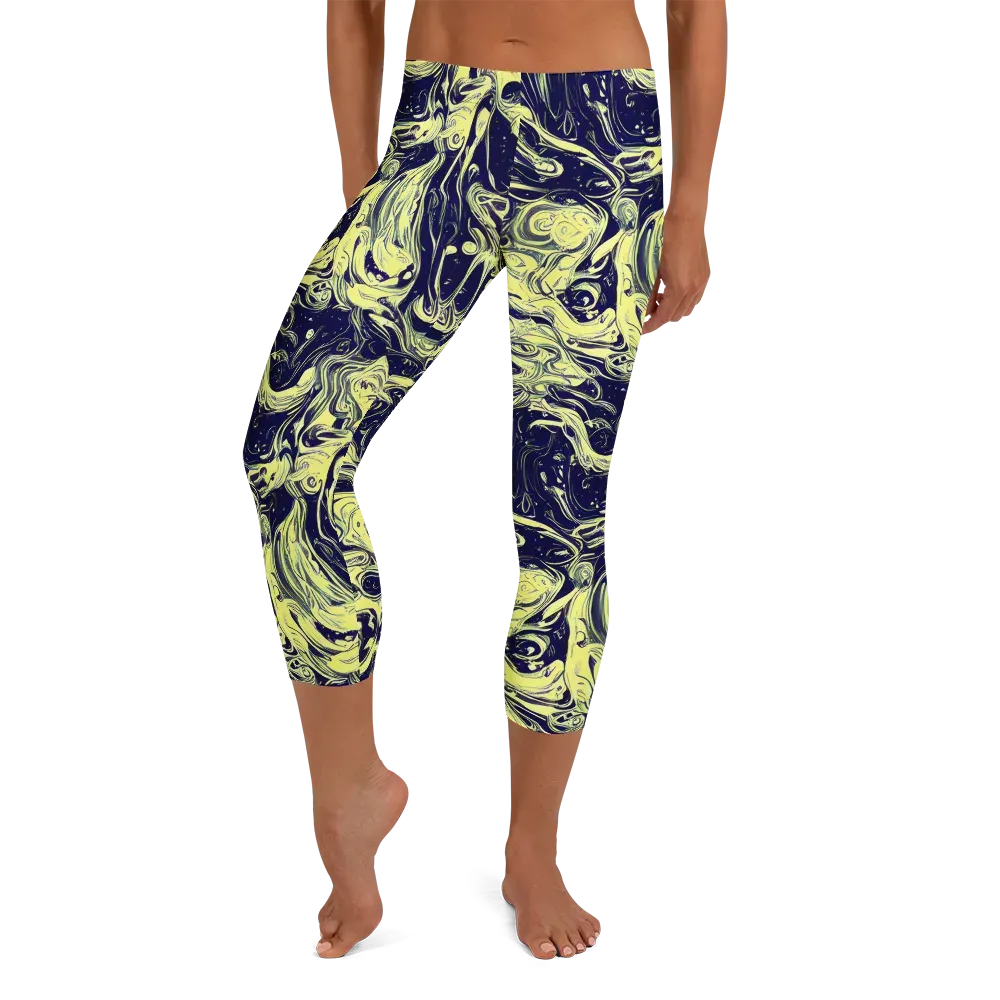Midnight Marbles on Capri Leggings — Front