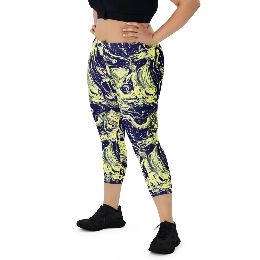Midnight Marbles on Capri Leggings — Front