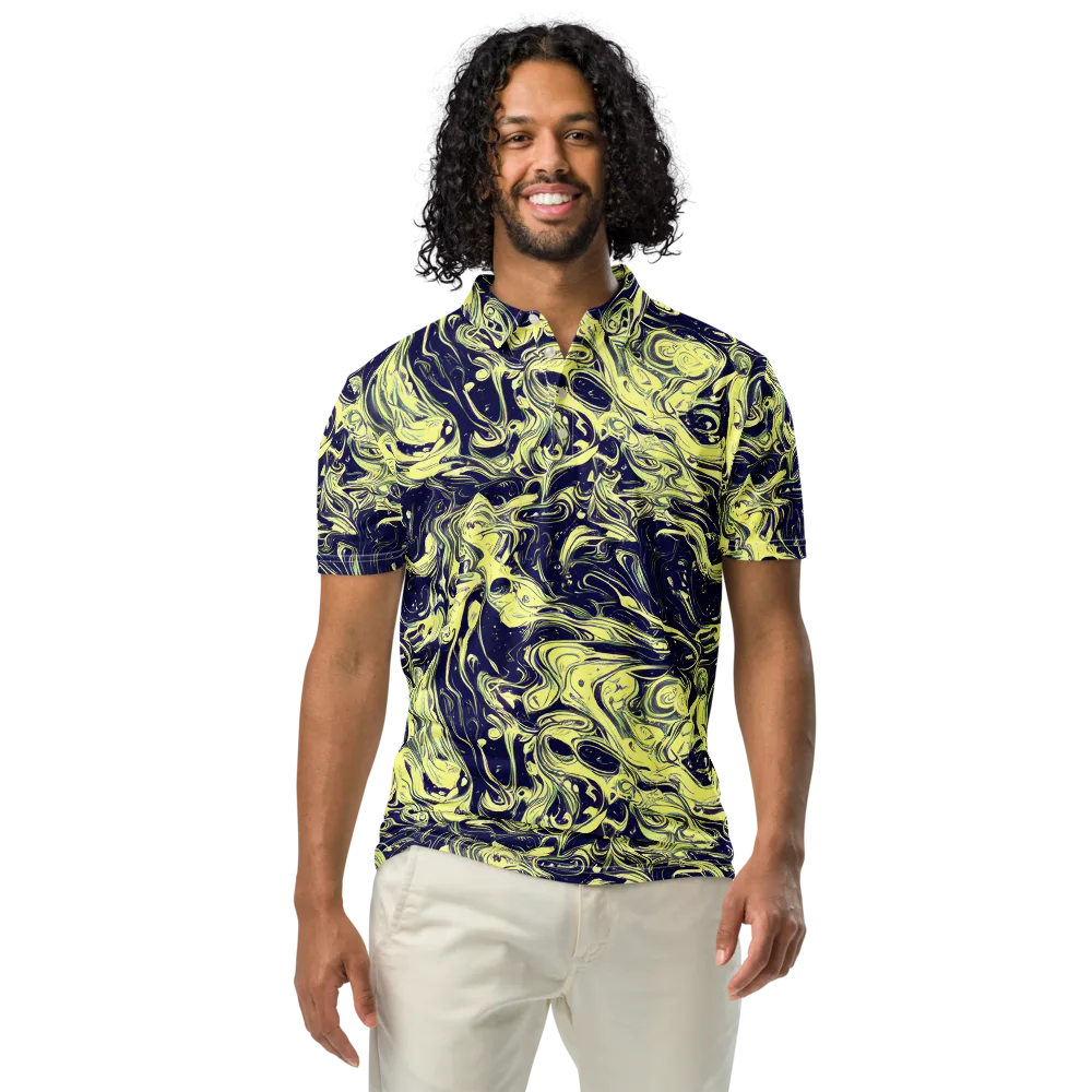 Midnight Marbles on Men's Slim Fit Polo Shirt — Front