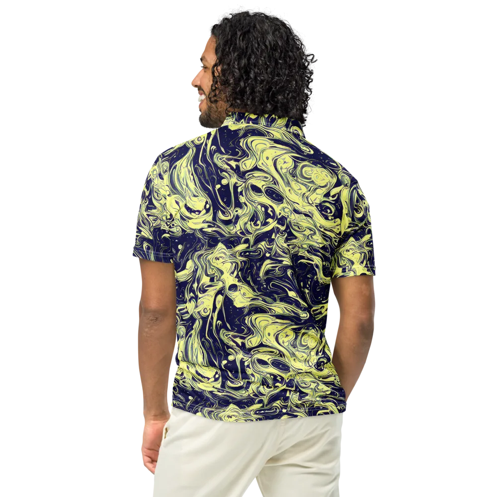 Midnight Marbles on Men's Slim Fit Polo Shirt — Back