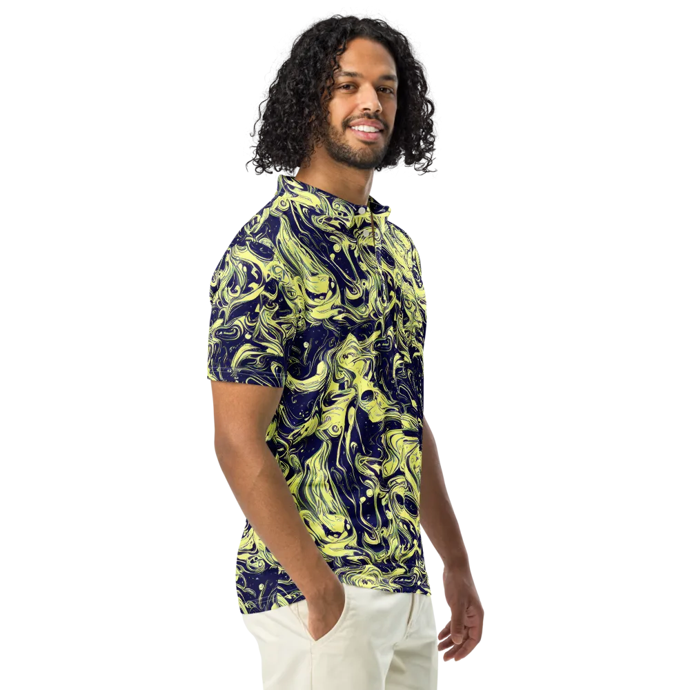 Midnight Marbles on Men's Slim Fit Polo Shirt — Right Front