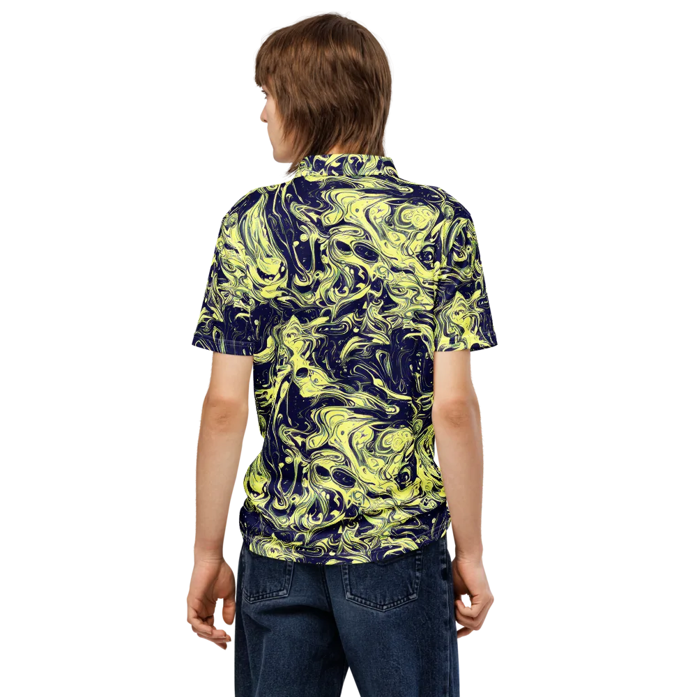 Midnight Marbles on Men's Slim Fit Polo Shirt — Back