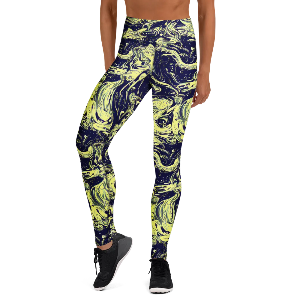 Midnight Marbles on Yoga Leggings — Front