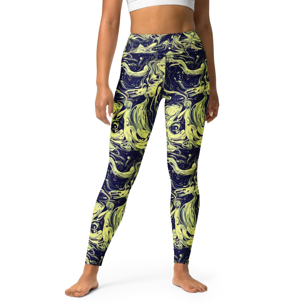 Midnight Marbles on Yoga Leggings — Front