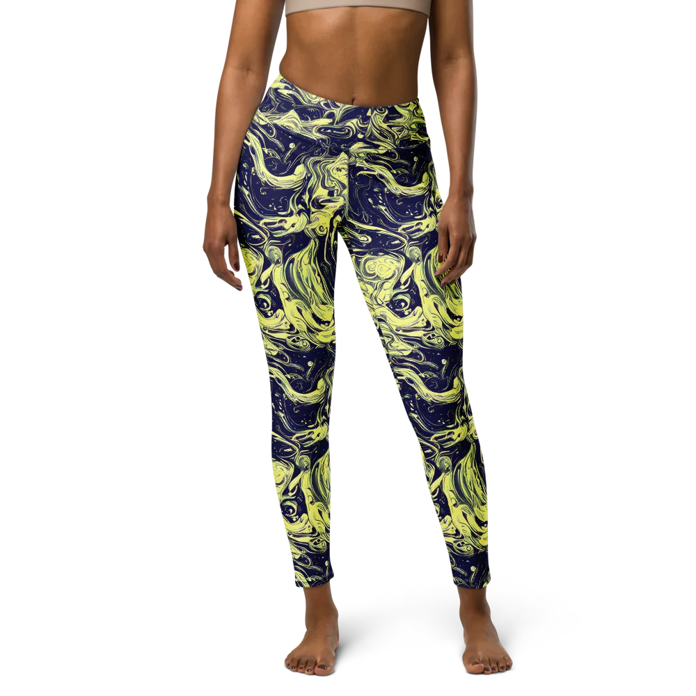 Midnight Marbles on Yoga Leggings — Front
