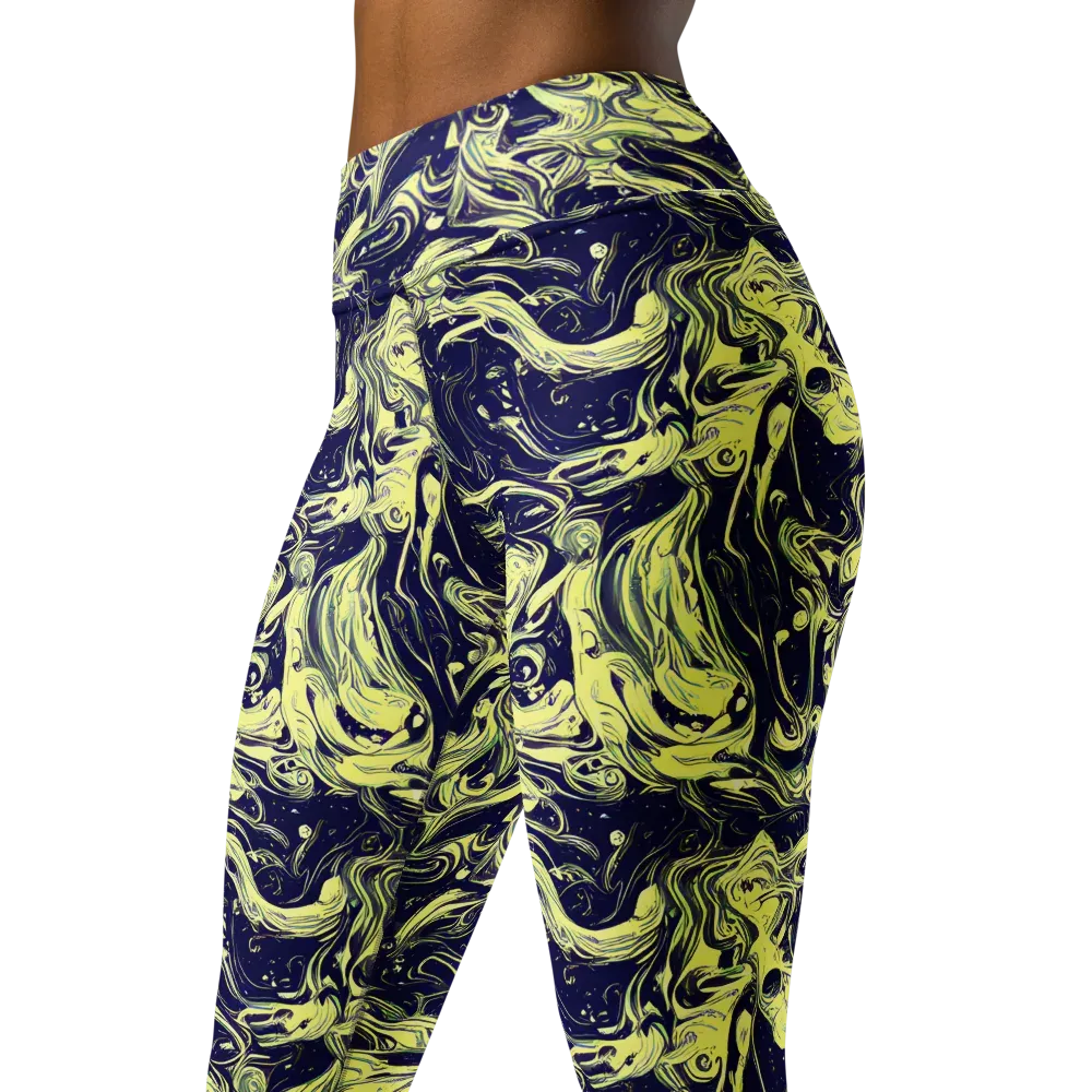 Midnight Marbles on Yoga Leggings — Left Front