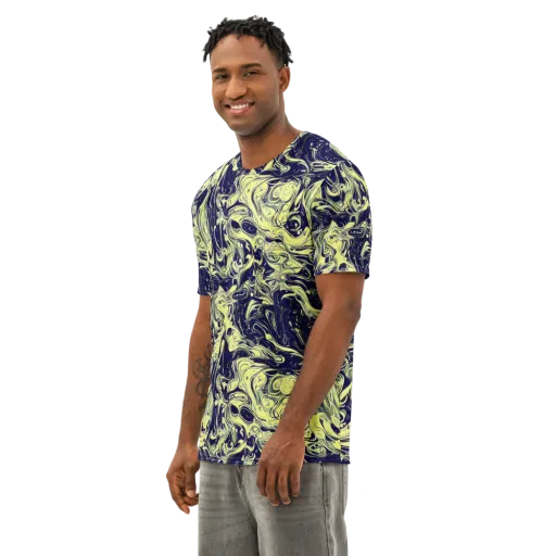 Midnight Marbles on a Men's Cotton Crew Neck T-Shirt