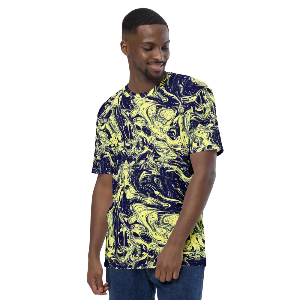 Midnight Marbles on Men's Crew Neck T-Shirt — Left