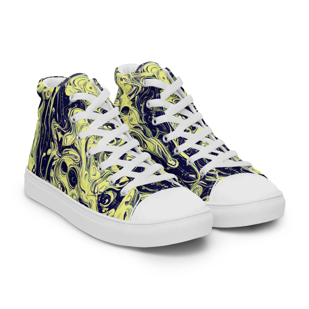 Midnight Marbles on Men's High Top Canvas Shoes — Right Front