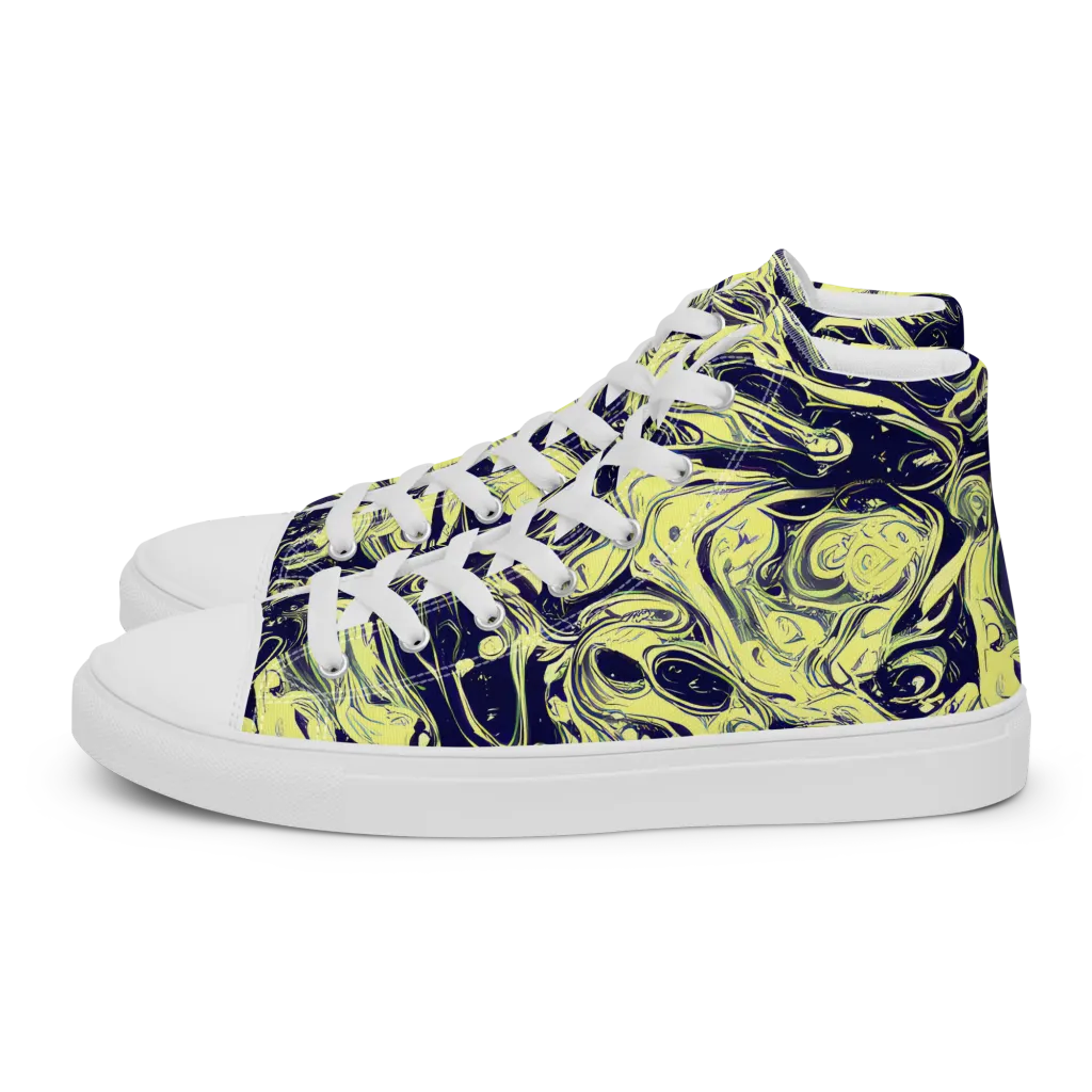 Midnight Marbles on Men's High Top Canvas Shoes — Left