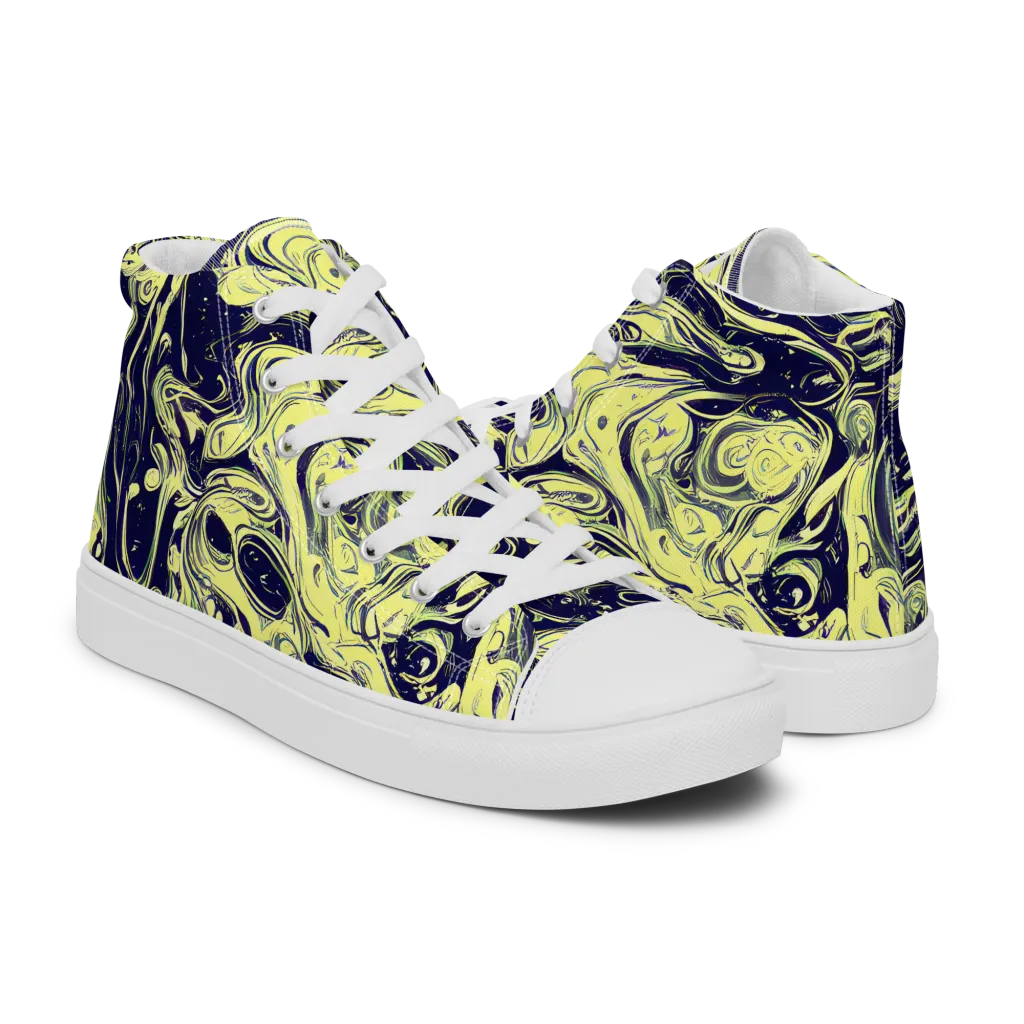 Midnight Marbles on Men's High Top Canvas Shoes — Right