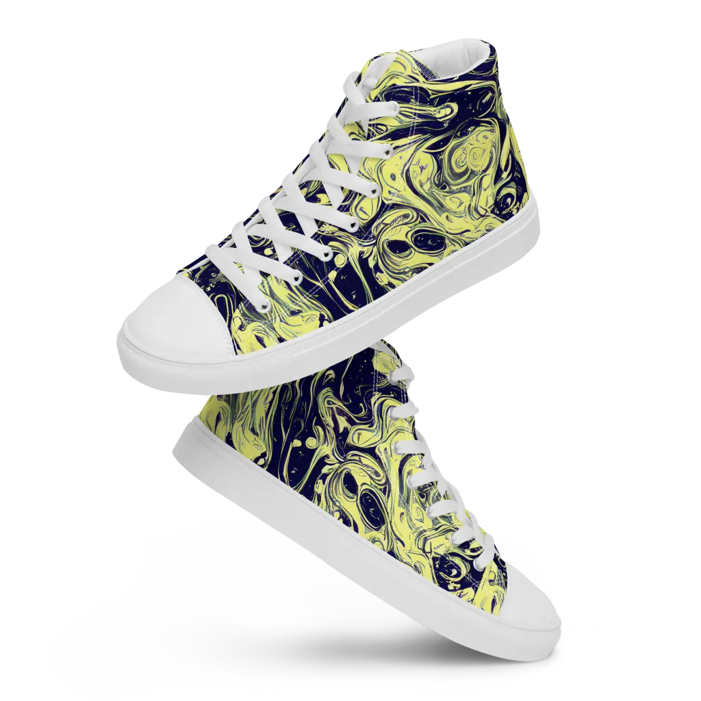 Midnight Marbles on Men's High Top Canvas Shoes — Front