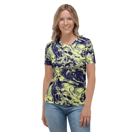 Midnight Marbles on a Women's Crew Neck T-Shirt
