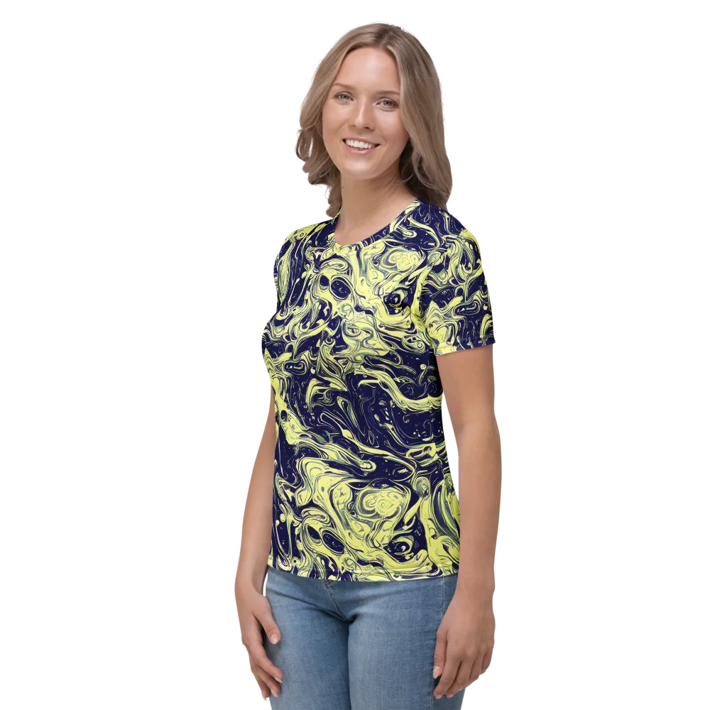 Midnight Marbles on Women's Crew Neck T-Shirt — Left