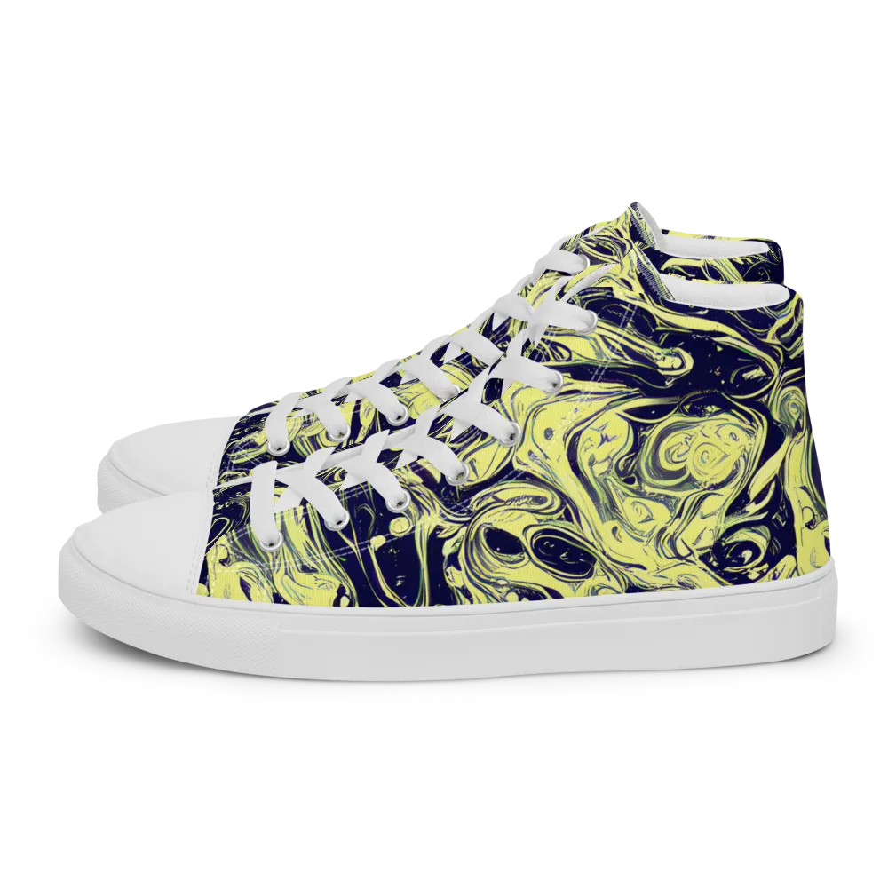 Midnight Marbles on Women's High Top Canvas Shoes — Left