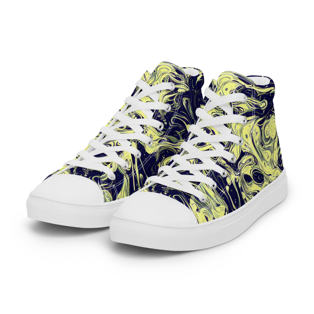 Midnight Marbles on Women's High Top Canvas Shoes — Left Front