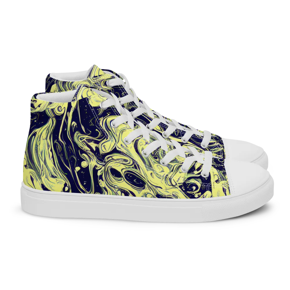 Midnight Marbles on Women's High Top Canvas Shoes — Right