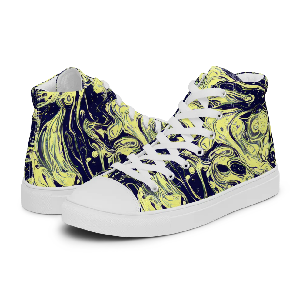 Midnight Marbles on Women's High Top Canvas Shoes — Left