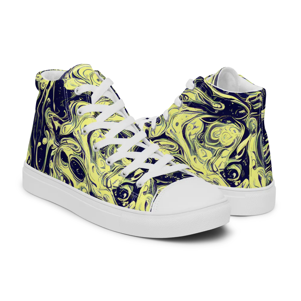 Midnight Marbles on Women's High Top Canvas Shoes — Right