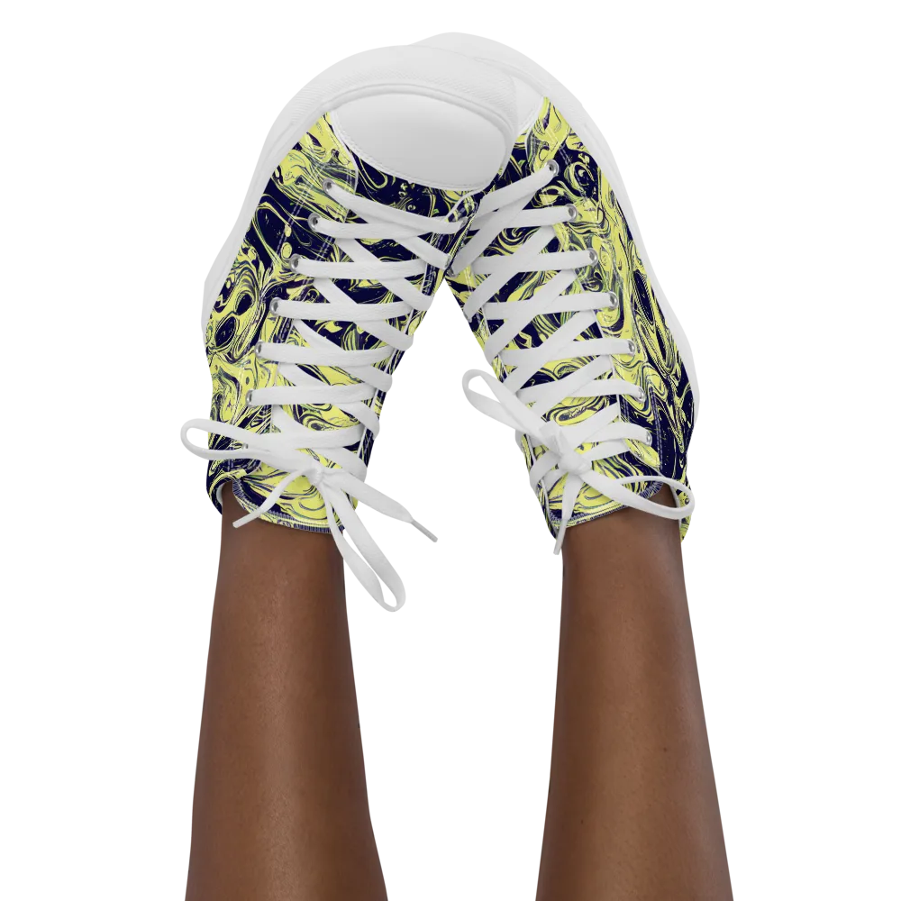 Midnight Marbles on Women's High Top Canvas Shoes — Front