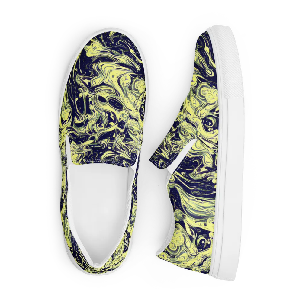 Midnight Marbles on Men's Slip-On Canvas Shoes — Front