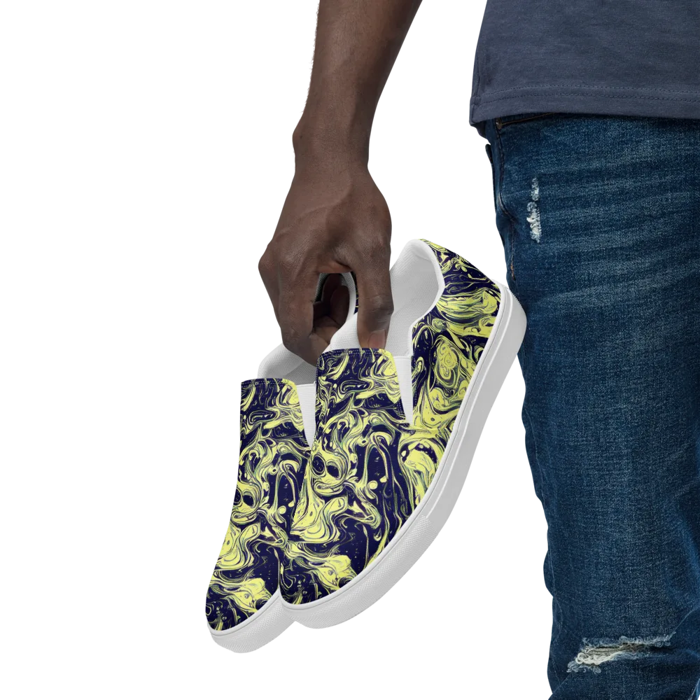 Midnight Marbles on Men's Slip-On Canvas Shoes — Left Front