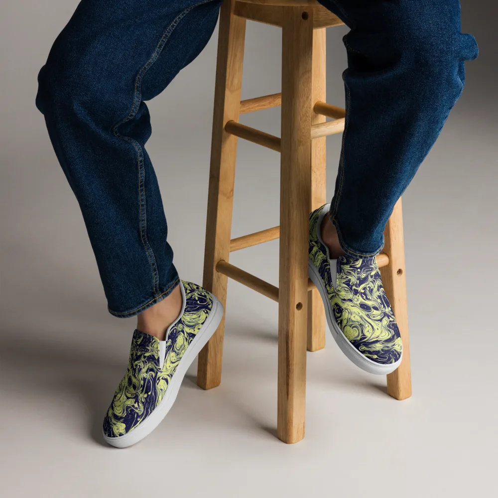 Midnight Marbles on Men's Slip-On Canvas Shoes — Front