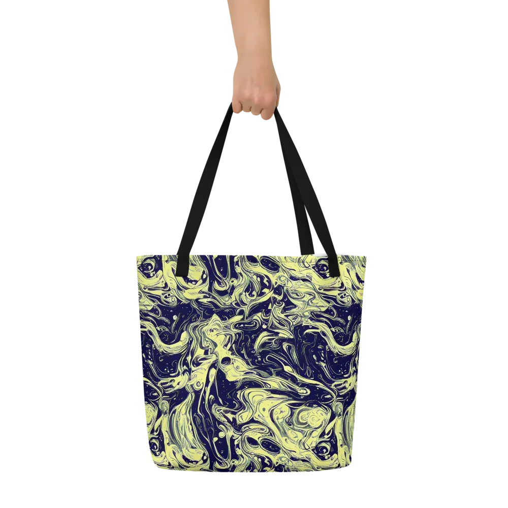 Midnight Marbles on Large Tote Bag W/ Pocket — Front