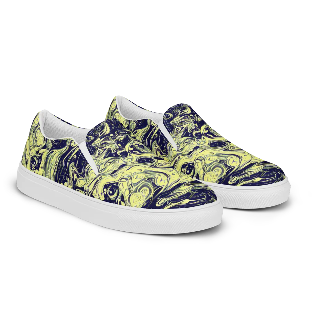 Midnight Marbles on Women's Slip-On Canvas Shoes — Right Front