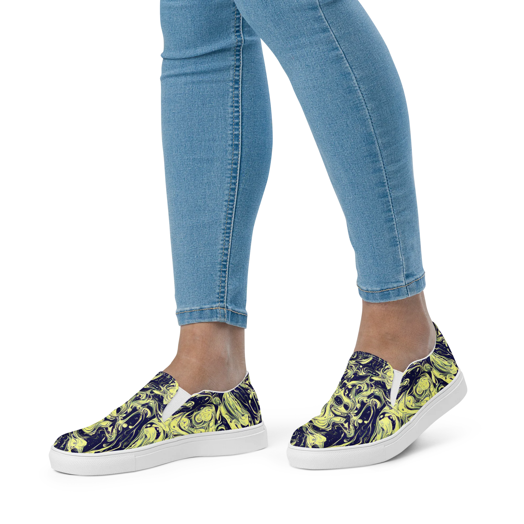 Midnight Marbles on Women's Slip-On Canvas Shoes — Front