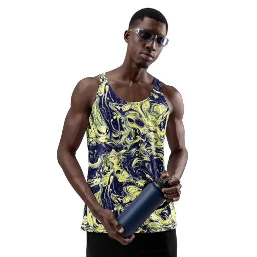 Midnight Marbles on a Men's Tank Top