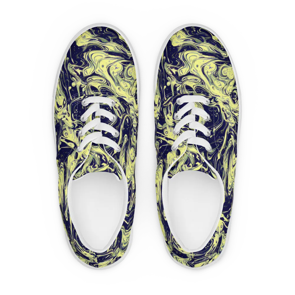 Midnight Marbles on Men's Lace-Up Canvas Shoes — Front