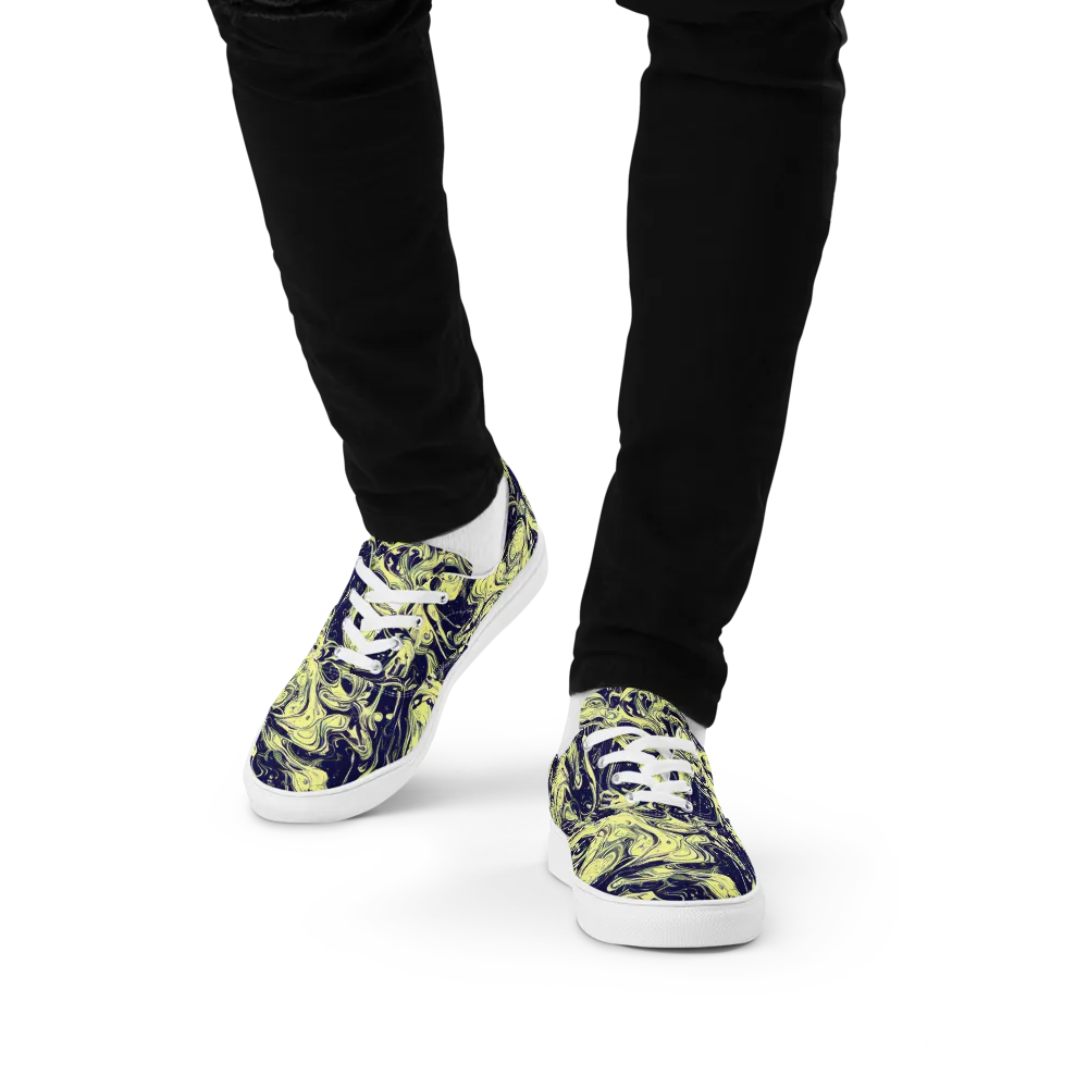 Midnight Marbles on Men's Lace-Up Canvas Shoes — Front
