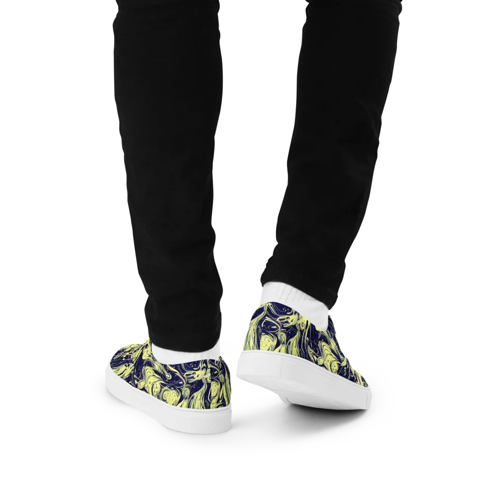 Midnight Marbles on Men's Lace-Up Canvas Shoes — Back