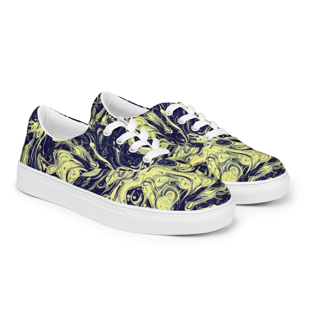 Midnight Marbles on Men's Lace-Up Canvas Shoes — Right Front
