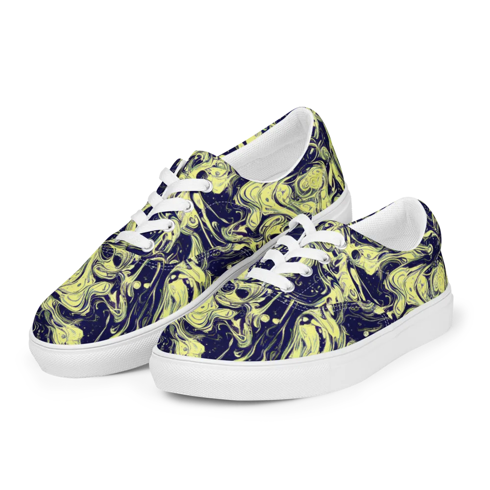 Midnight Marbles on Men's Lace-Up Canvas Shoes — Left Front